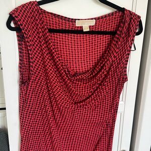 Michael Kors Red and Black Patterned Top